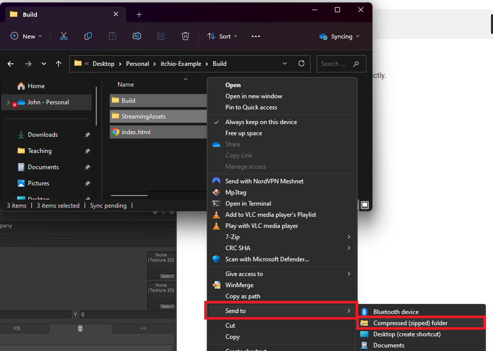 Creating a zip file